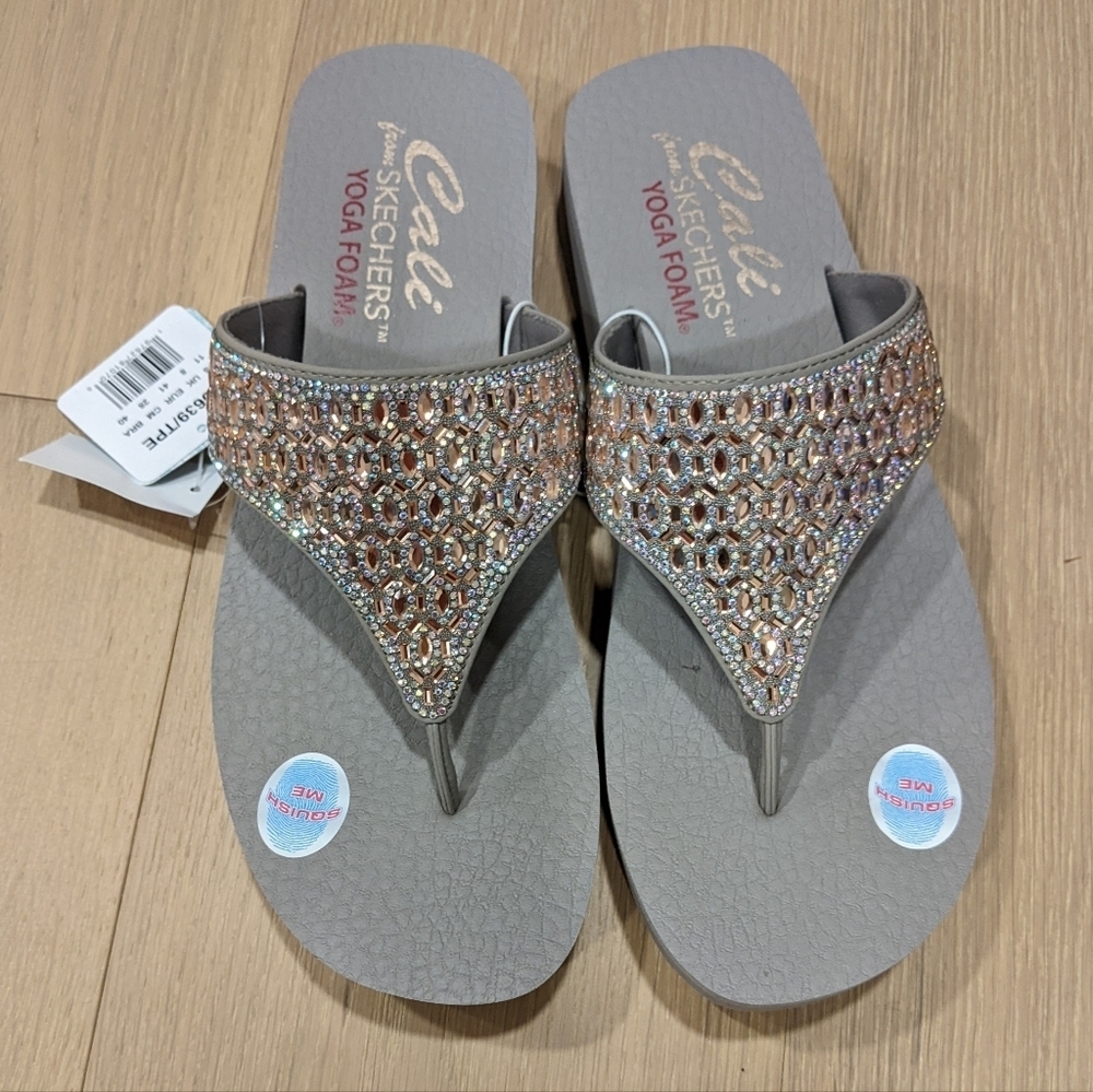 Sketchers tan platform sparkle sandals